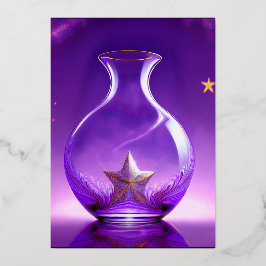 Transparent Purple Vase With Star All Under Dome Folie Feestdagenkaart