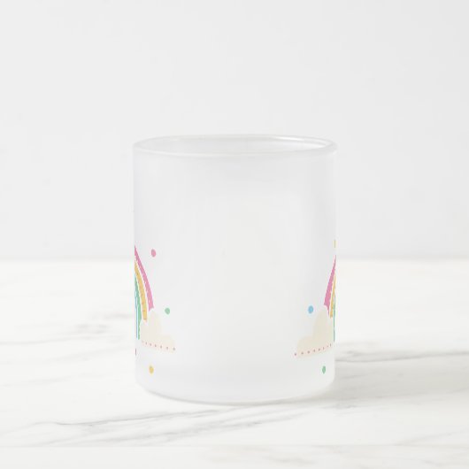 Transparent Rainbow Clouds Personalized Kids' Mug  Matglas Koffiemok (Center)