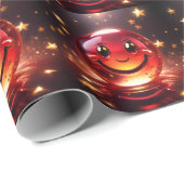 Transparent Red Bubbly Face With Stars  Cadeaupapier (Rol Hoek)