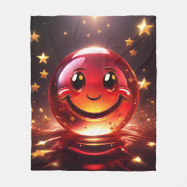Transparent Red Bubbly Face With Stars  Fleece Deken