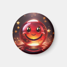 Transparent Red Bubbly Face With Stars  Magneet