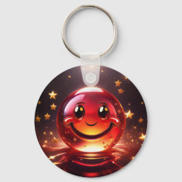 Transparent Red Bubbly Face With Stars  Sleutelhanger