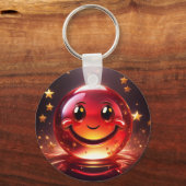 Transparent Red Bubbly Face With Stars  Sleutelhanger (Achterkant)