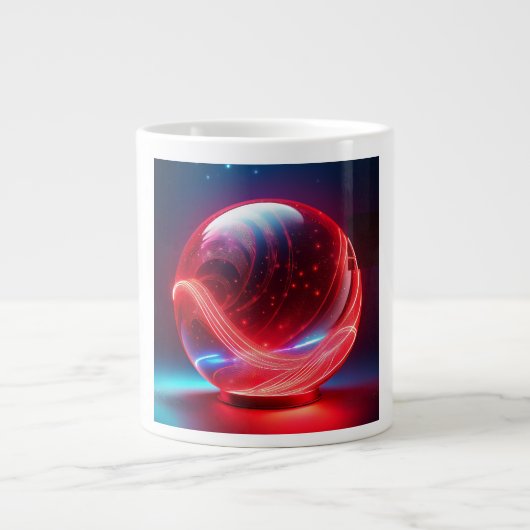 Transparent Reflective  Red Globe With Starbursts Grote Koffiekop (Voorkant)