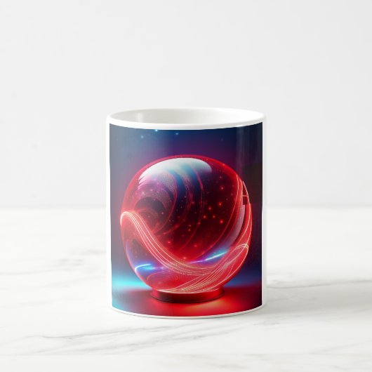 Transparent Reflective  Red Globe With Starbursts Koffiemok (Center)