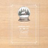 Transparent Rustic Snow Wereldbol Kerstfeest Acryl Uitnodigingen (Voorkant)