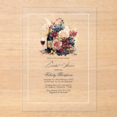 Transparent Wine Tasting Vrijgezellenfeest Acryl Uitnodigingen (Voorkant)