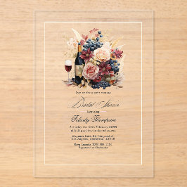 Transparent Wine Tasting Vrijgezellenfeest Acryl Uitnodigingen