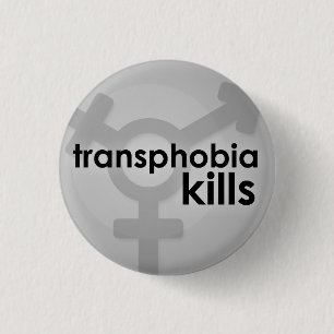 Transphobia doodt ronde button 3,2 cm