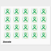 Transplant and Organ Donation Green Ribbon Vierkante Sticker (Vel)