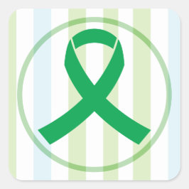 Transplant and Organ Donation Green Ribbon Vierkante Sticker