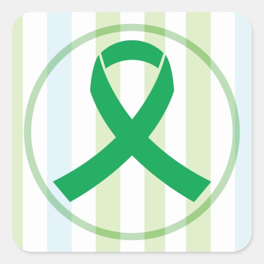 Transplant and Organ Donation Green Ribbon Vierkante Sticker (Voorkant)