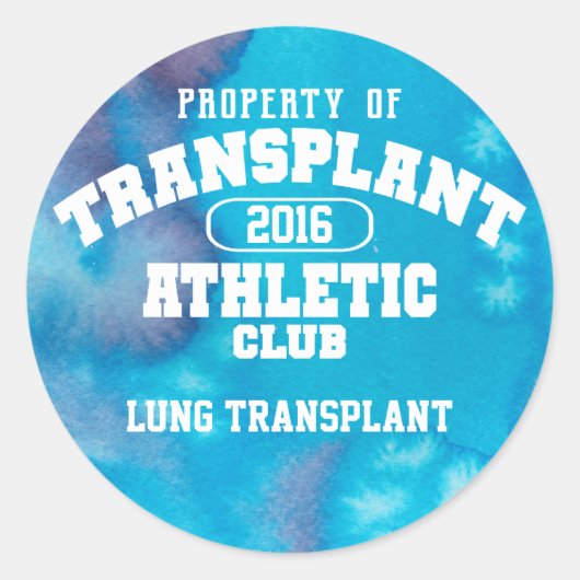 Transplant Athletic Club Waterverf Lung Ronde Sticker (Voorkant)