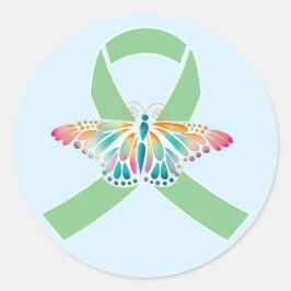 Transplant Care Green Ribbon Butterfly Ronde Sticker