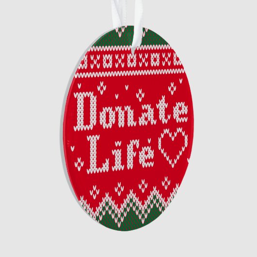 Transplant Donate Life van brei-kerstsweater Ornament (voorkant)