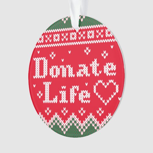 Transplant Donate Life van brei-kerstsweater Ornament (voorkant)