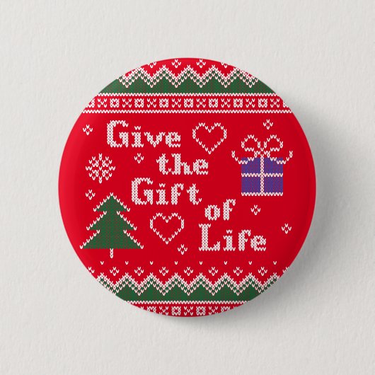 Transplant Geschenk des Lebens Gebreide Kersttrui Ronde Button 5,7 Cm (Voorkant)