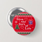 Transplant Geschenk des Lebens Gebreide Kersttrui Ronde Button 5,7 Cm (Voorkant /achterkant)