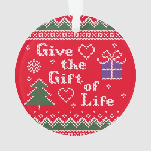 Transplant Gift of Life Gebreid met kerstkeuken Ornament (achterkant)
