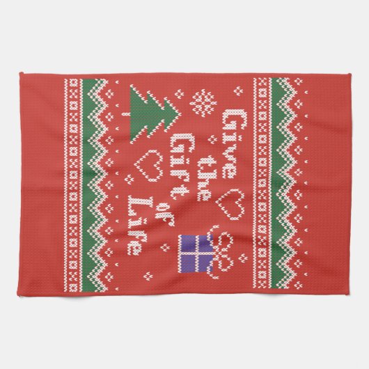 Transplant Gift of Life Kerstmis Gebreide Sweater Theedoek (Horizontaal)