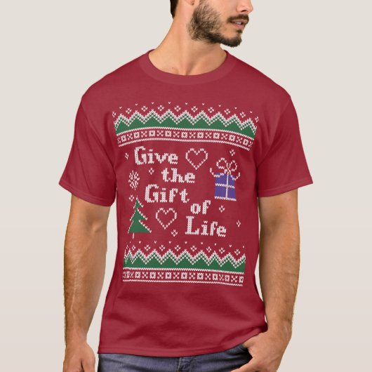 Transplant Gift of Life Kerstmis Ugly Sweater T-shirt (Voorkant)