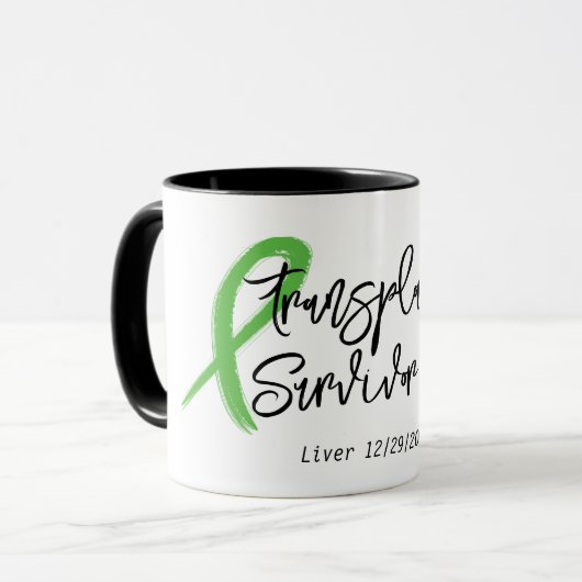 Transplant Overlevende Groene Lint Trendy Aangepas Mok (Voorkant links)