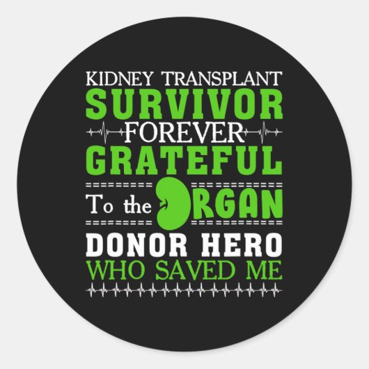 Transplantaat Overlevende orgaan Nierdonor Ontvang Ronde Sticker (Voorkant)