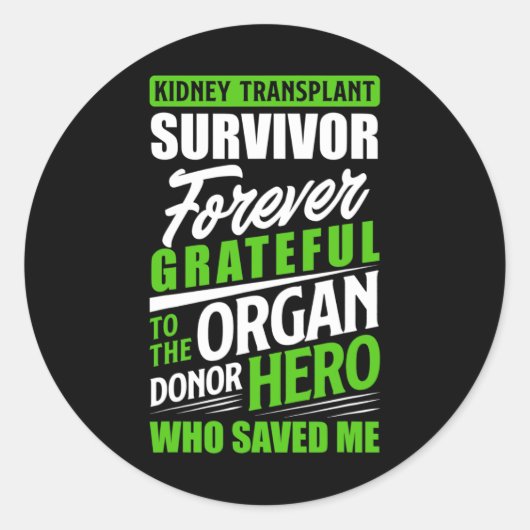 Transplantaat overlevende orgaan nierdonor ontvang ronde sticker (Voorkant)