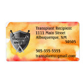 Transplantatie adreslabel van afschermingsscherm etiket (Voorkant)