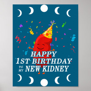 Transplantatiebewustzijn gelukkige 1e verjaardag m poster
