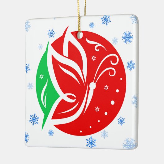 Transplanteer Ontvanger Vlinder Kerstmis Custom Keramisch Ornament (Links)