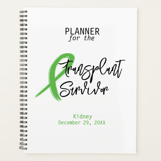 Transplanteer Survivor Green Ribbon Custom Planner (Voorkant)