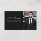 Transport Auto QR Code Foto Zwart & Goud Visitekaartje (Voorkant)