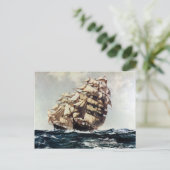 transport, Clipper verscheept in ruw Zee Briefkaart (Staand voorkant)