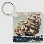 transport, Clipper verscheept in ruw Zee Sleutelhanger (Voorkant)