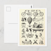  Transport + Pastime Illustrations Briefkaart (Voorkant / Achterkant)