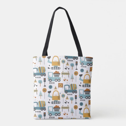 Transport patroon jongens tote bag (Achterkant)