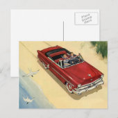  transport, rode converteerbare autoband briefkaart (Voorkant / Achterkant)