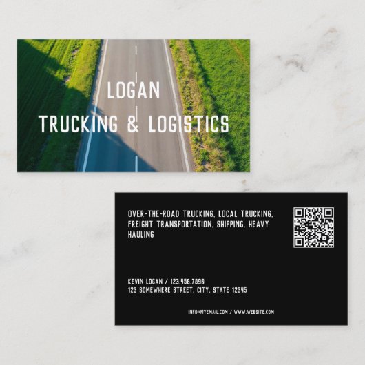 Transport Trucking Custom QR Visitekaartje (Voorkant / Achterkant)