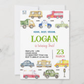 Transport Trucks Verjaardagsfeestuitnodiging Kaart (Voorkant)