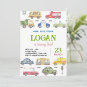 Transport Trucks Verjaardagsfeestuitnodiging Kaart (Staand voorkant)