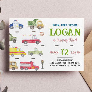 Transport Trucks Verjaardagsfeestuitnodiging Kaart