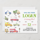 Transport Trucks Verjaardagsfeestuitnodiging Kaart (Voorkant)