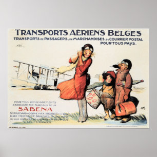 Transportartikelen Aeriens Belges SABENA Old Trave Poster