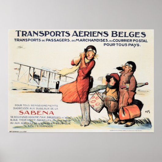 Transportartikelen Aeriens Belges SABENA Old Trave Poster (Voorkant)