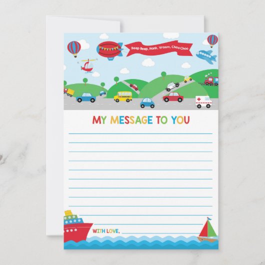 Transportation Activity Time Capsule Message Card Kaart (Voorkant)