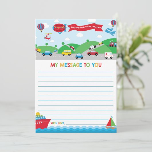 Transportation Activity Time Capsule Message Card Kaart (Staand voorkant)