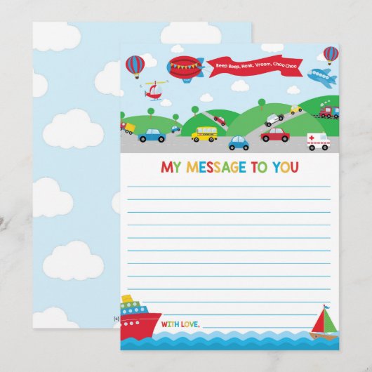 Transportation Activity Time Capsule Message Card Kaart (Voorkant / Achterkant)