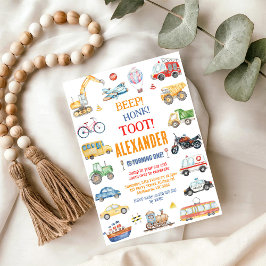 Transportation City Cars and Truck Boy Birthday Kaart