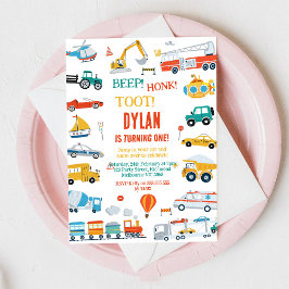 Transportation City Cars and Truck Boy Birthday Kaart